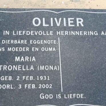 OLIVIER Maria Petronella 1931-2002