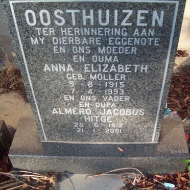 OOSTHUIZEN Almero Jacobus Hitge 1912-2001 &amp; Anna Elizabeth MOLLER 1915-1993