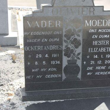 OLIVIER Ockert Andries 1911-1974 &amp; Hester Elizabeth 1918-2000
