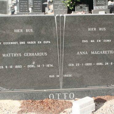 OTTO Matthys Gerhardus 1893-1974 &amp; Anna Magaretha 1900-1980