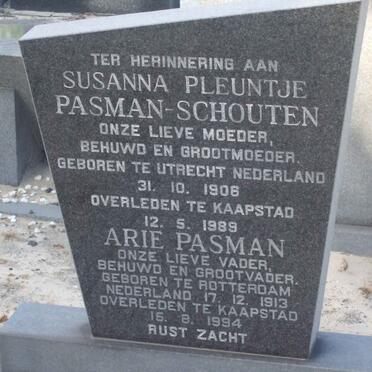 PASMAN Arie 1913-1994 &amp; PASMAN-SCHOUTEN Susanna Pleuntje 1908-1989