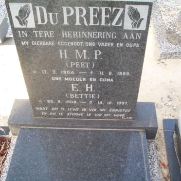 PREEZ H.M.P., du 1904-1988 &amp; E.H. 1908-1997