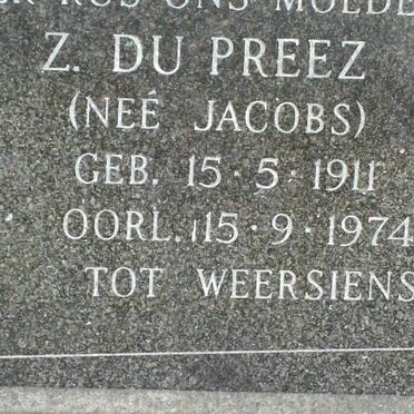 PREEZ Z., du nee JACOBS 1911-1974