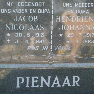 PIENAAR Jacob Nicolaas 1913-1981 &amp; Hendriena Johanna 1917-1983