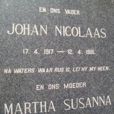 POTGIETER Johan Nicolaas 1917-1981 &amp; Martha Susanna NEL 1920-1995
