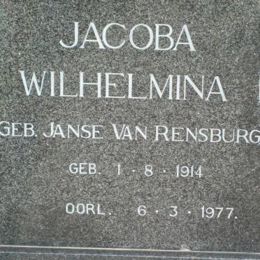 POOL Jacoba Wilhelmina nee JANSE VAN RENSBURG 1914-1977