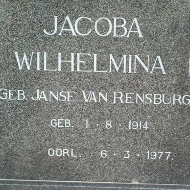 POOL Jacoba Wilhelmina nee JANSE VAN RENSBURG 1914-1977