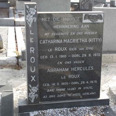 ROUX Abraham Hercules, le 1905-1975 &amp; Catharina Magrietha VAN DYK 1910-1972