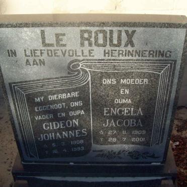 ROUX Gideon Johannes, le 1908-1993 &amp; Engela Jacoba 1909-2001