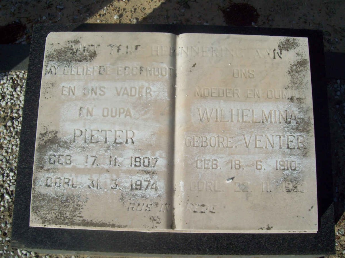 RETIEF Pieter 1907-1974 &amp; Wilhelmina VENTER 1910-1982