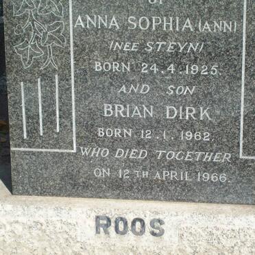 ROOS Anna Sophia nee STEYN 1925-1966 :: ROOS Brian Dirk 1962-1966