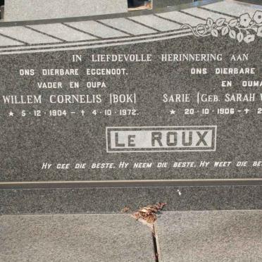 ROUX Willem Cornelis, le 1904-1972 &amp; Sarah WINTERBACH 1906-1978