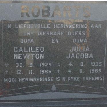 ROBARTS Calileo Newton 1925-1986 &amp; Julia Jacoba 1935-1985