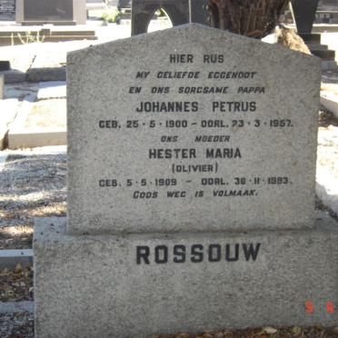 ROSSOUW Johannes Petrus 1900-1957 &amp; Hester Maria OLIVIER 1909-1993