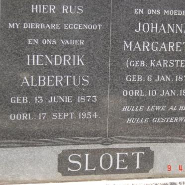 SLOET Hendrik Albertus 1873-1954 &amp; Johanna Margaretha KARSTEN 1878-1963