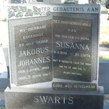SWARTS Jakobus Johannes 1892-1967 &amp; Susanna 1892-1974