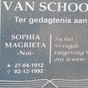 SCHOOR Sophia Magrieta, van 1912-1992