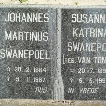 SWANEPOEL Johannes Martinus 1884-1967 &amp; Susanna Katrina VAN TONDER 1895-1993