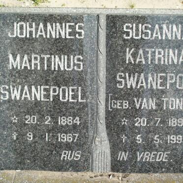 SWANEPOEL Johannes Martinus 1884-1967 &amp; Susanna Katrina VAN TONDER 1895-1993