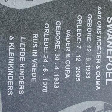 SWANEPOEL ? 1933-1978 &amp; ? 1933-2005