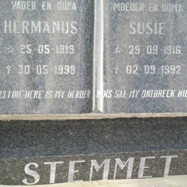 STEMMET Hermanus 1919-1998 &amp; Susie 1916-1992