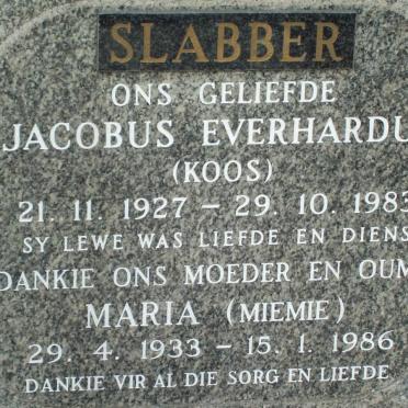 SLABBER Jacobus Everhardus 1927-1983 &amp; Maria 1933-1986