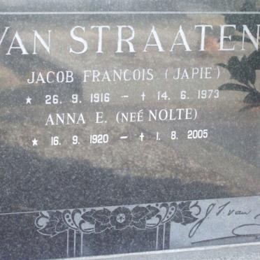 STRAATEN Jacob Francois, van 1916-1973 &amp; Anna E. NOLTE 1920-2005