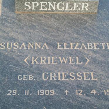 SPENGLER Pieter Albertus Johannes 1902-1985 &amp; Susanna Elizabeth GRIESSEL 1909-1984