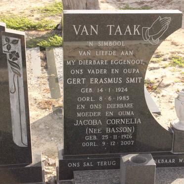 TAAK Gert Erasmus Smit, van 1924-1985 &amp; Jacoba Cornelia BASSON 1926-2007