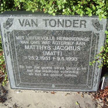 TONDER Matthys Jacobus, van 1951-1993