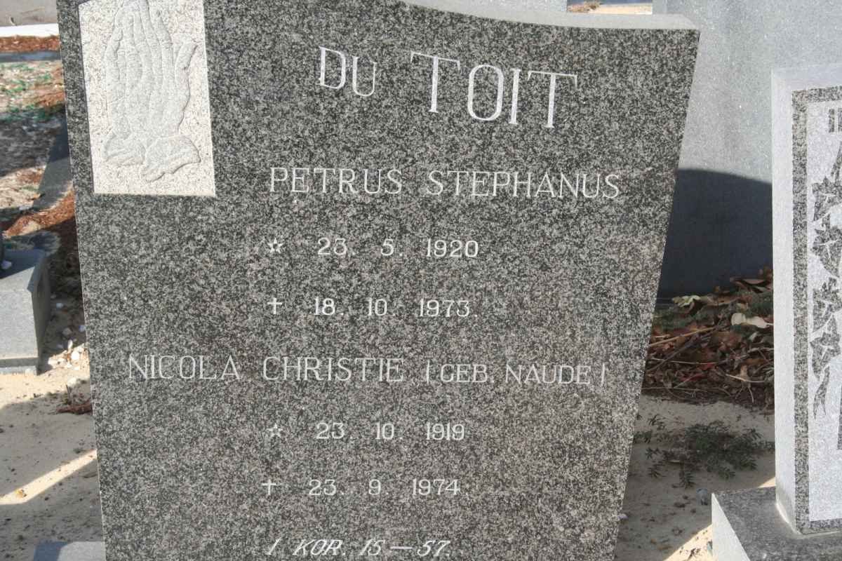 TOIT Petrus Stephanus, du 1920-1973 &amp; Nicola Christie NAUDE 1919-1974