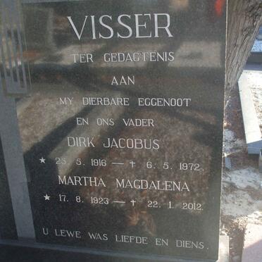 VISSER Dirk Jacobus 1916-1972 &amp; Martha Magdalena 1923-2012