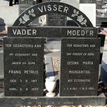 VISSER Frans Petrus 1917-1973 &amp; Gesina Maria Margaritha ESTERHUYSE 1917-1993