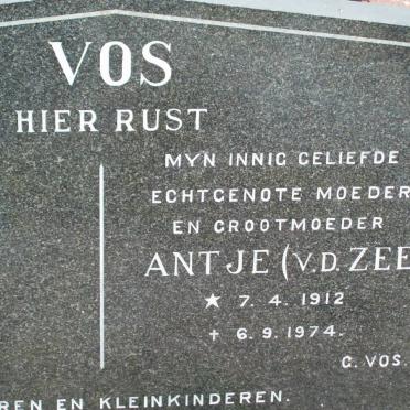 VOS Antje nee V.D. ZEE 1912-1974