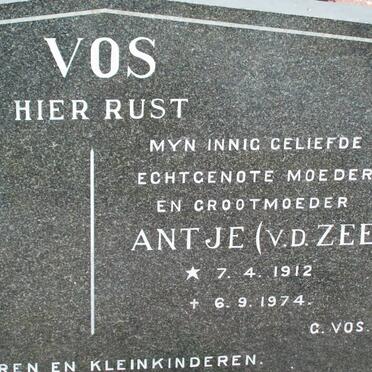 VOS Antje nee V.D. ZEE 1912-1974
