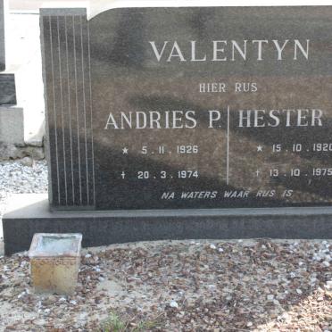 VALENTYN Andries P. 1926-1974 &amp; Hester K. 1920-1975