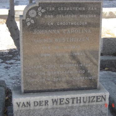 WESTHUIZEN Johanna Carolina, van der 1877-1963