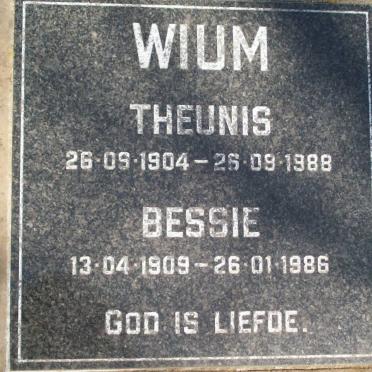 WIUM Theunis 1904-1988 &amp; Bessie 1901-1986