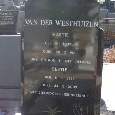 WESTHUIZEN Bertie, van der 1925-2009 &amp; Martie 1926-1982