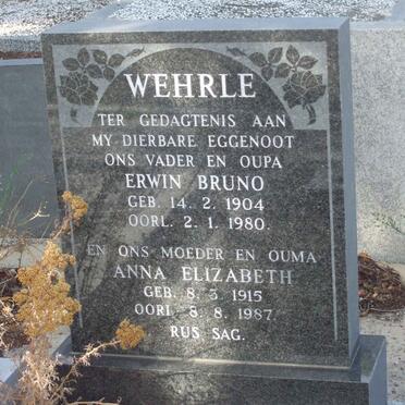 WEHRLE Erwin Bruno 1904-1980 &amp; Anna Elizabeth 1915-1987