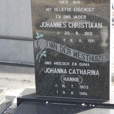 WESTHUIZEN Johannes Christiaan, van der 1901-1981 &amp; Johanna Catharina 1903-1986