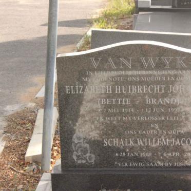 WYK Schalk Willem Jacobus, van 1909-2001 &amp; Elizabeth Huibrecht Johanna BRAND 1914-1997