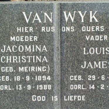WYK Louis James, van 1888-1966 &amp; Jacomina Christina MEIRING 1894-1988