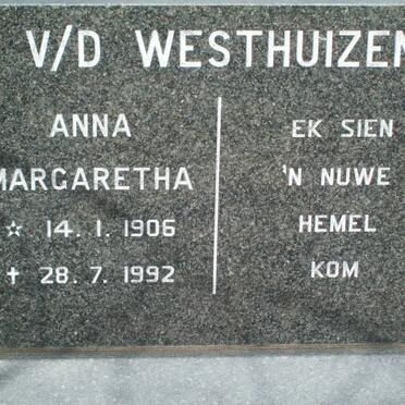 WESTHUIZEN Anna Margaretha, v.d. 1906-1992