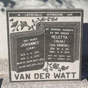 WATT Johannes, van der 1907-1976 &amp; Heletta KROESE 1911-1973