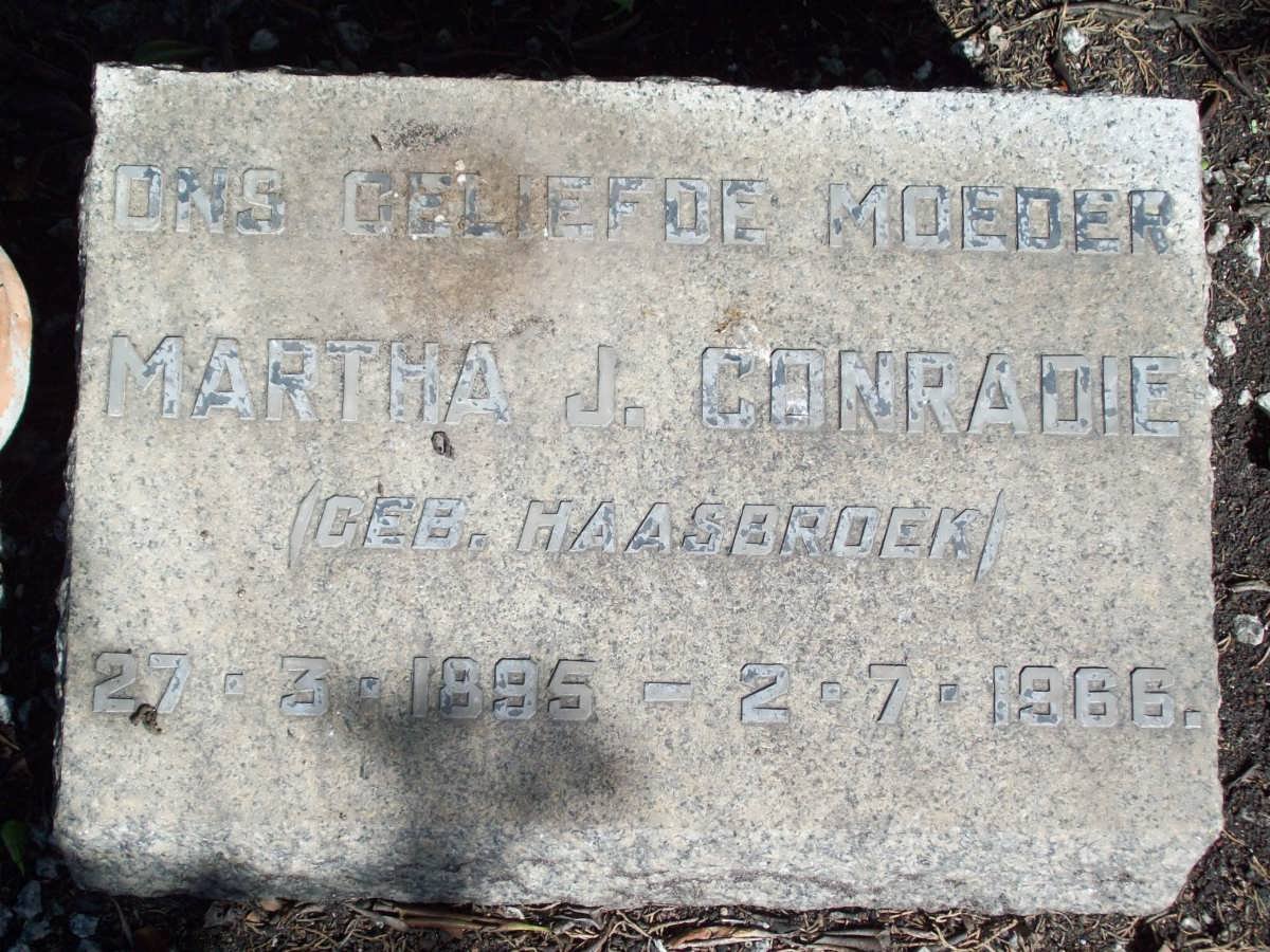 CONRADIE Martha J. nee HAASBROEK 1895-1966