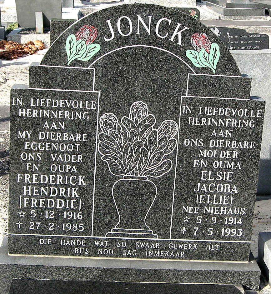 JONCK Frederick Hendrik 1916-1985 &amp; Elsie Jacoba NIEHAUS 1914-1993