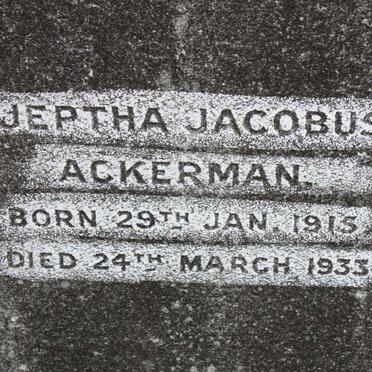 ACKERMAN Jeptha Jacobus 1915-1933