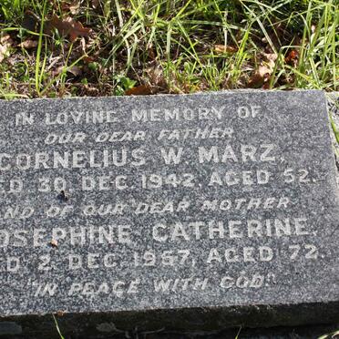 MARZ Cornelius W. -1942 &amp; Josephine Catherine -1957