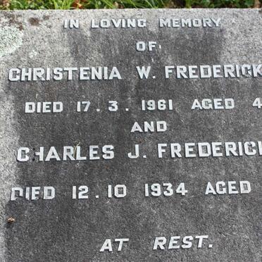 FREDERICKS Charles J. -1934 &amp; Christina W. -1961